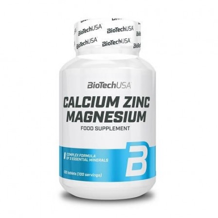 BioTech USA Calcium Zinc Magnesium 100 tabs.