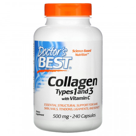 Doctors Best Collagen Types 1 and 3 with Vitamin C 500 mg 240 caps.
