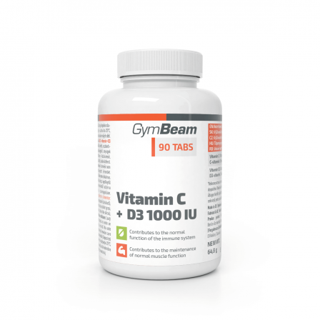 Gym Beam Vitamin C + D3 1000 IU 90 tabs.