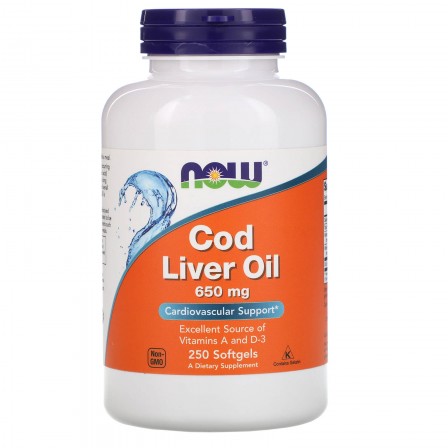 NOW Foods Cod Liver Oil 650mg 250 Softgels