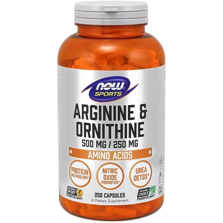 NOW Foods Arginine and Ornithine 500/250 mg. 250 caps.