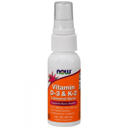 NOW Foods Vitamin D-3 and K-2 Liposomal Spray D-3 1000 IU / K-2 100 mcg 59 ml.