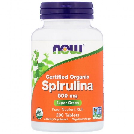 Now Foods Certified Organic Spirulina 500mg 200 tabs.