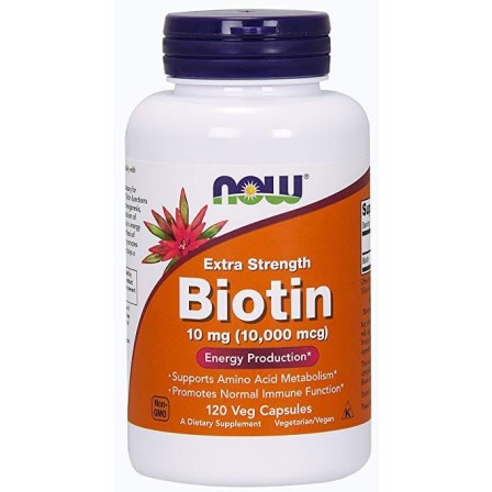 NOW Foods Biotin 10 mg (10 000 mcg) 120 veg caps.