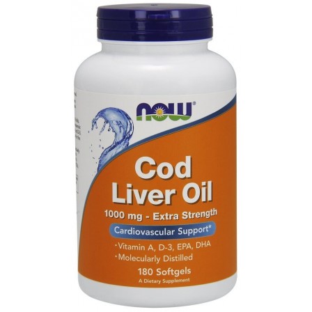 NOW Foods Cod Liver Oil 1000mg. Extra Strength 180 softgels