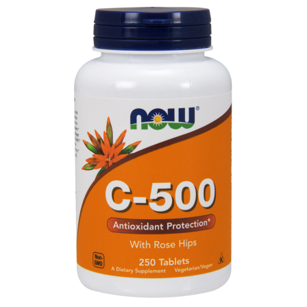 NOW Foods Vitamin C-500 With Rose Hip 250 tabs.