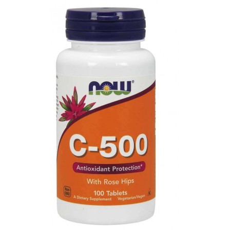 NOW Foods Vitamin C 500 With Rose Hip 100 tabs.