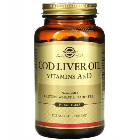 Solgar Cod Liver Oil Vitamins A and D 250 Softgels